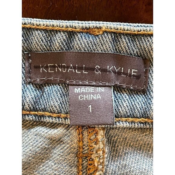 Kendall‎ & Kylie Blue Denim Distressed Bohemian High Rise Jean Shorts Size 1 - Picture 5 of 8